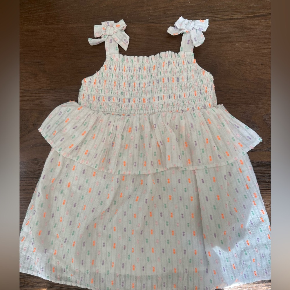Cat & Jack White Dress with Orange and Purple Dots